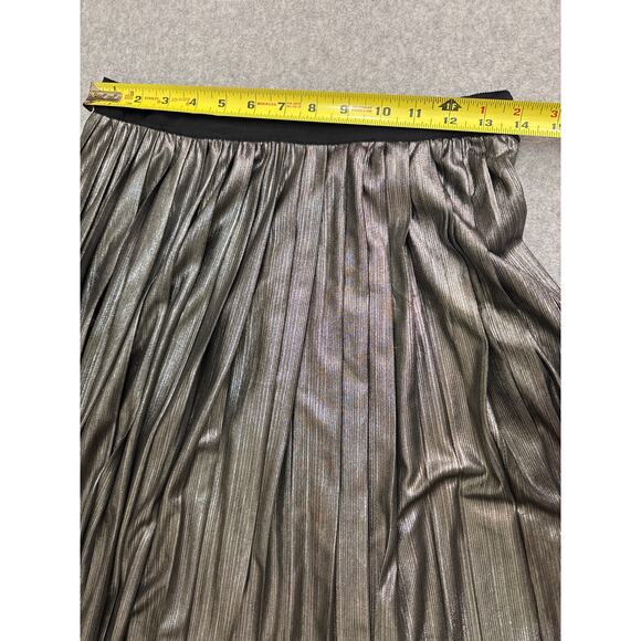 Rebecca Minkoff Silver Plissé Pleated Metallic Midi Skirt Elastic Waist XS - Picture 6 of 6